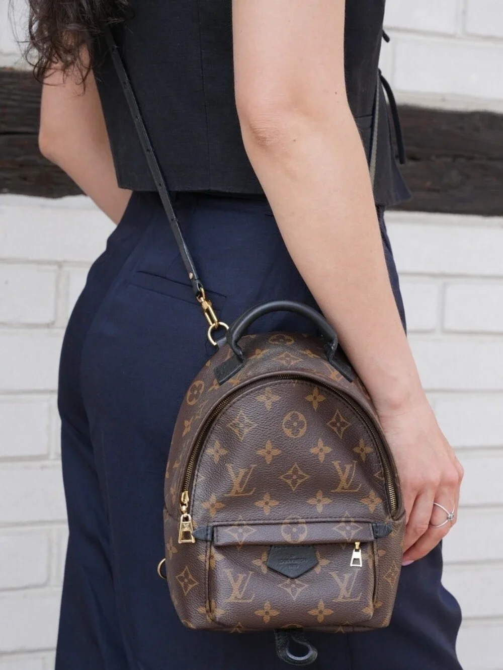 Authenticated Louis Vuitton PALM MONOGRAM SPRINGS MINI Backpack Bumbag Crossbody
